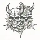 skulls and devil face tattoo design idea