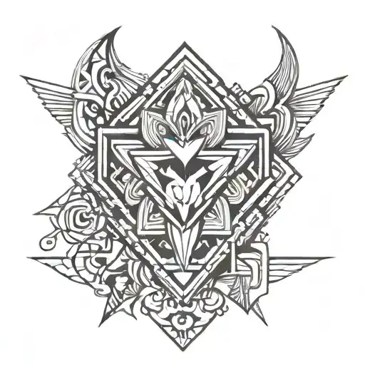 neo tribal with heart tattoo design idea