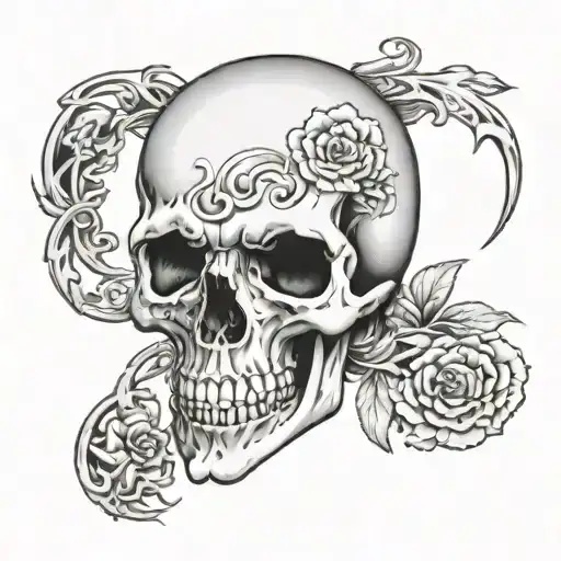 skull dementia American old tattoo design idea