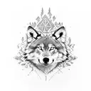 Wolf in forrest tattoo design idea