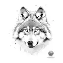 Wolf in forrest tattoo design idea
