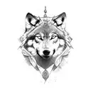 Wolf in forrest tattoo design idea