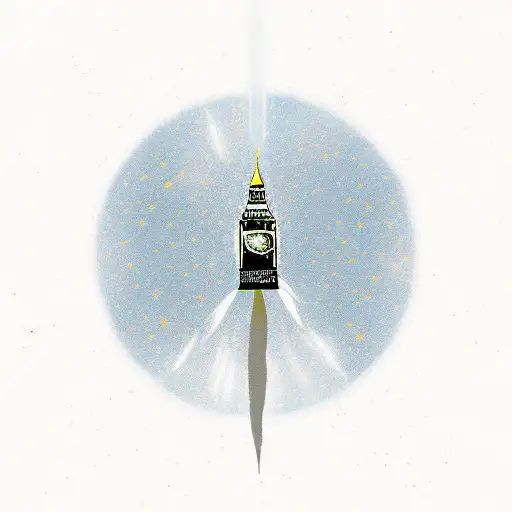 Big ben rocket flying in space  tattoo design idea