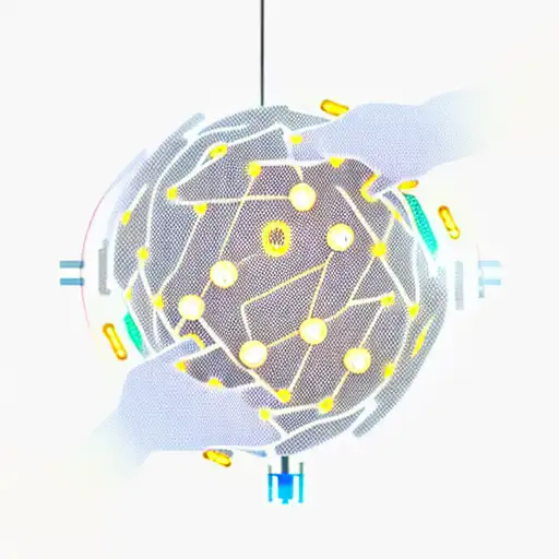 A robotic hand holding a glowing Node.js symbol against a backdrop of circuitry tattoo design idea
