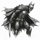 dark fantasy knight dying tattoo design idea