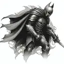dark fantasy knight dying tattoo design idea