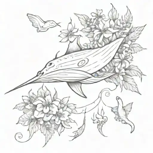 sting ray and flowers wrapping wings around yin tattoo design idea
