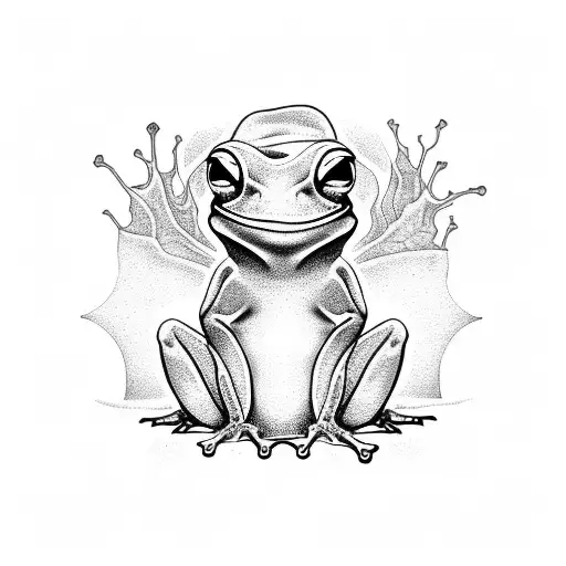 fire frog dark fantasy tattoo design idea