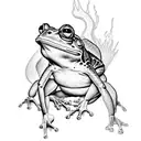 fire frog dark fantasy tattoo design idea