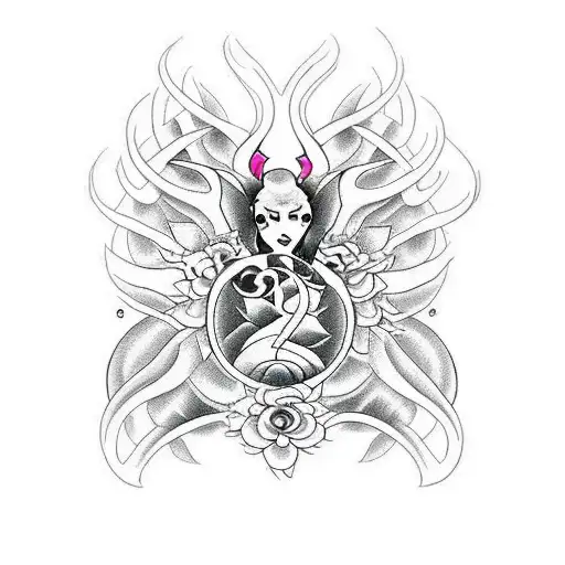 succubus womb tattoo purple heart to represent the womb and red and black fire to represent the vaginal canal and ovarie tattoo design idea