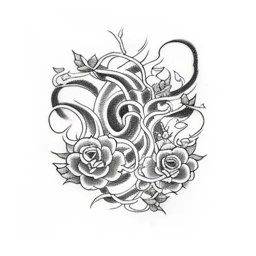succubus womb tattoo with rosese and vines tattoo design idea