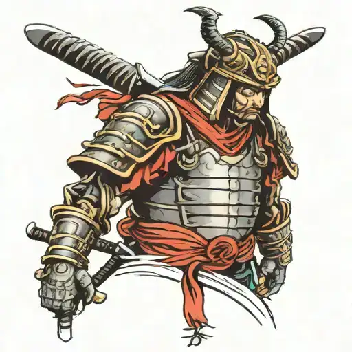 Samurai in armor tattoo design idea