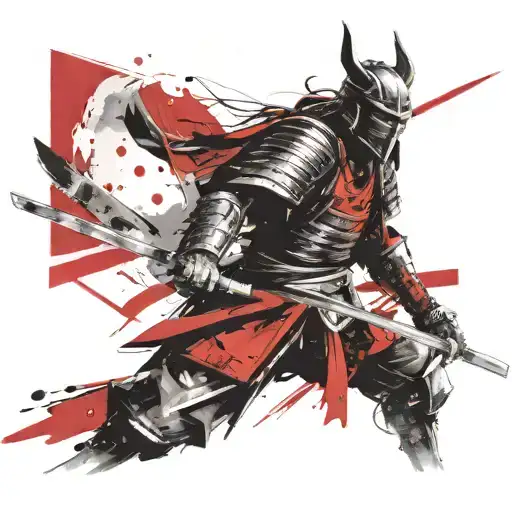 Samurai in armor tattoo design idea
