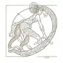 goddess Freya showcasing highlighted, chinese dragon and zodiac sign scorpio in the background tattoo design idea