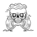skull with crow tattoo design idea