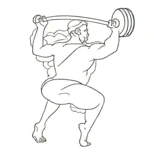 A minimalist design of a silhouette of a person doing a CrossFit workout, with mountains in the background tattoo design idea