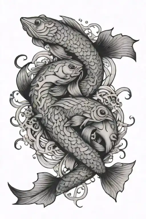 Pisces, independence, growth intertwined tattoo design idea