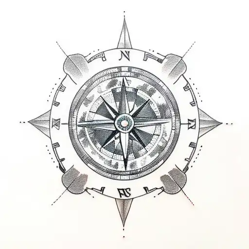 dragon jiu jitsu compass tattoo design idea