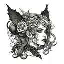 futa cute girl and cute tattoo design idea