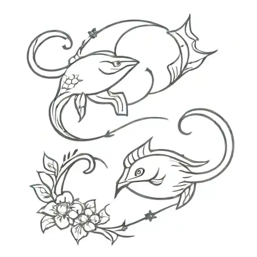 pisces and taurus zodiac sign tattoo design idea