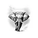 angry elephant  tattoo design idea