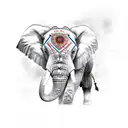 angry elephant  tattoo design idea