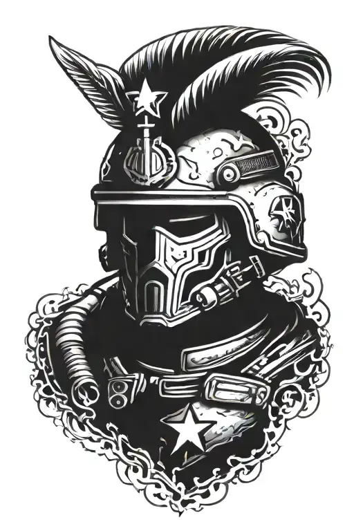 army helmet surrounded tattoo design idea