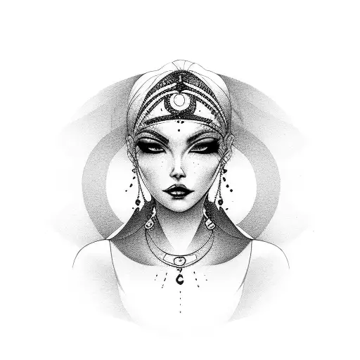 sexy fortune teller woman tattoo design idea