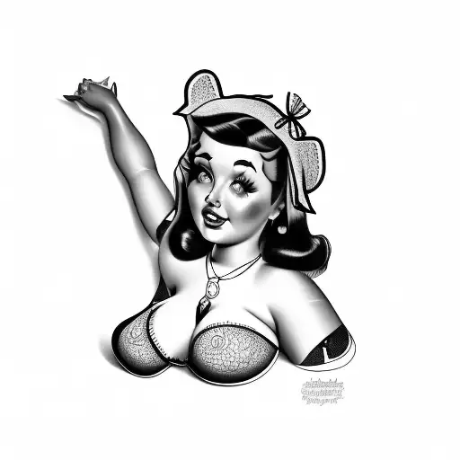 chubby pin-up girl tattoo design idea