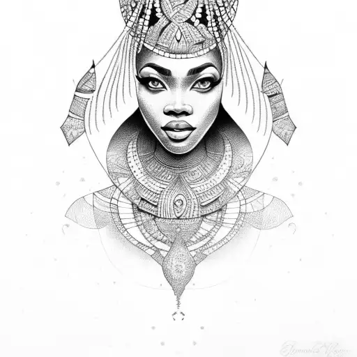 beautiful African queen tattoo design idea