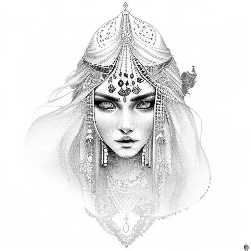 beautiful gypsy woman tattoo design idea