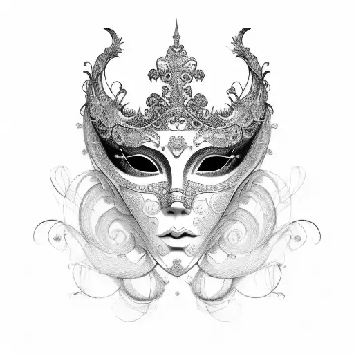 beautiful, elegant venetian mask tattoo design idea