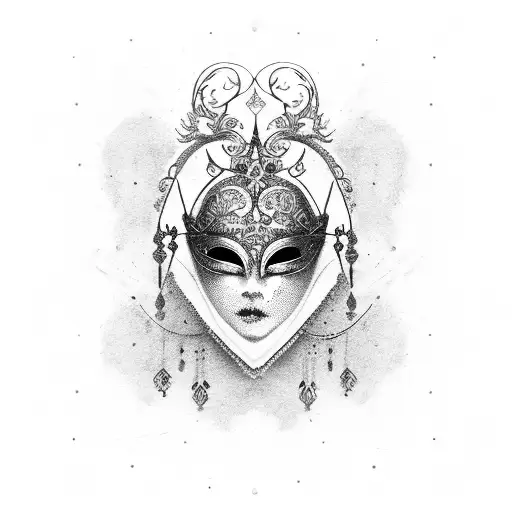 beautiful, elegant venetian mask tattoo design idea