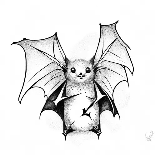 cute bat tattoo design idea