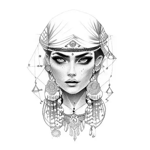 beautiful gypsy woman tattoo design idea