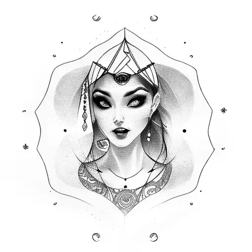 sexy fortune teller tattoo design idea