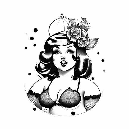 chubby pin-up girl tattoo design idea