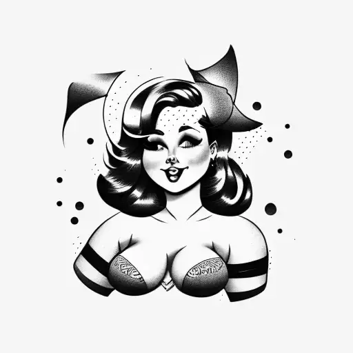 chubby pin-up girl tattoo design idea