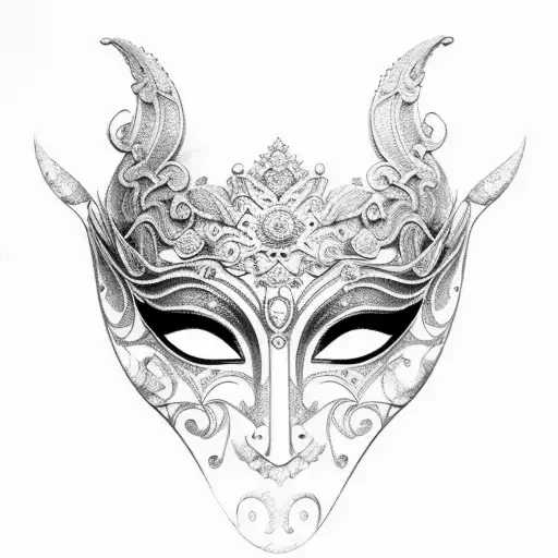 beautiful, elegant venetian mask tattoo design idea