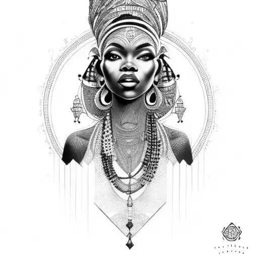 beautiful African queen tattoo design idea