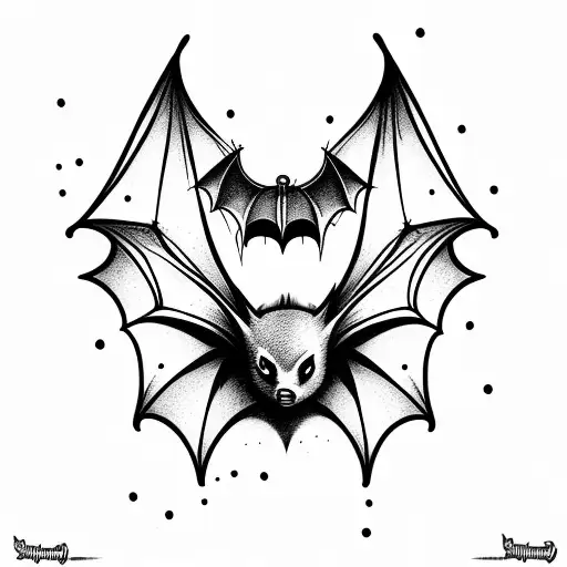 cute bat tattoo design idea