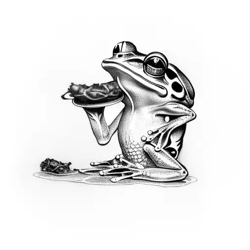 frog smoking cigar tattoo design idea