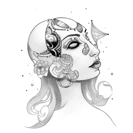 sexy fortune teller woman tattoo design idea