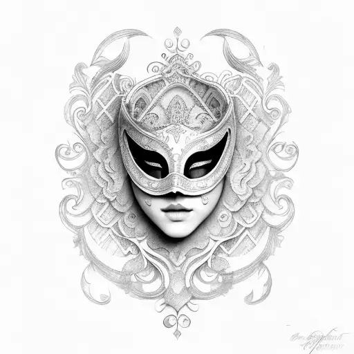 beautiful, elegant venetian mask tattoo design idea