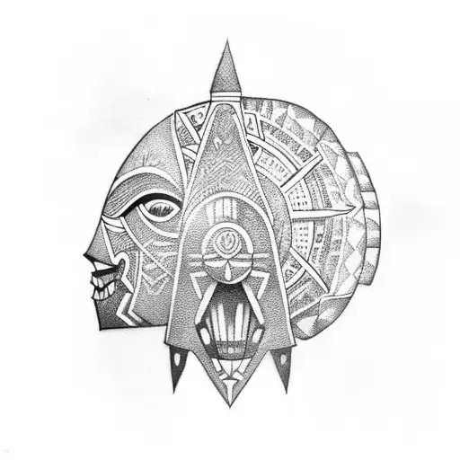 African mask tattoo design idea