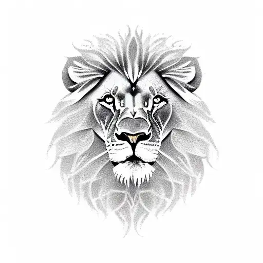 lion and clock tattoo design idea