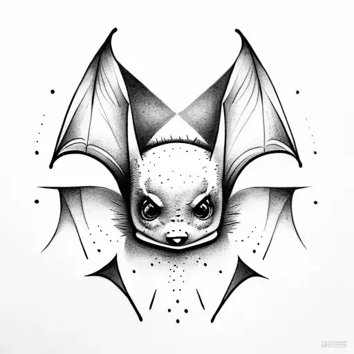 cute bat tattoo design idea