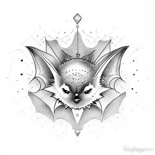 cute bat tattoo design idea
