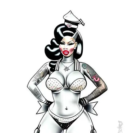 nicki minaj pin-up tattoo design idea
