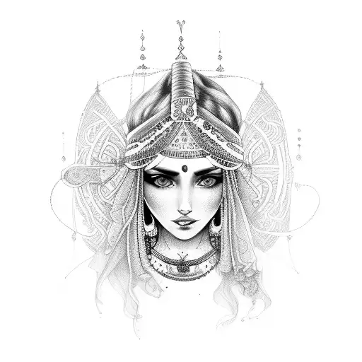 beautiful gypsy woman tattoo design idea